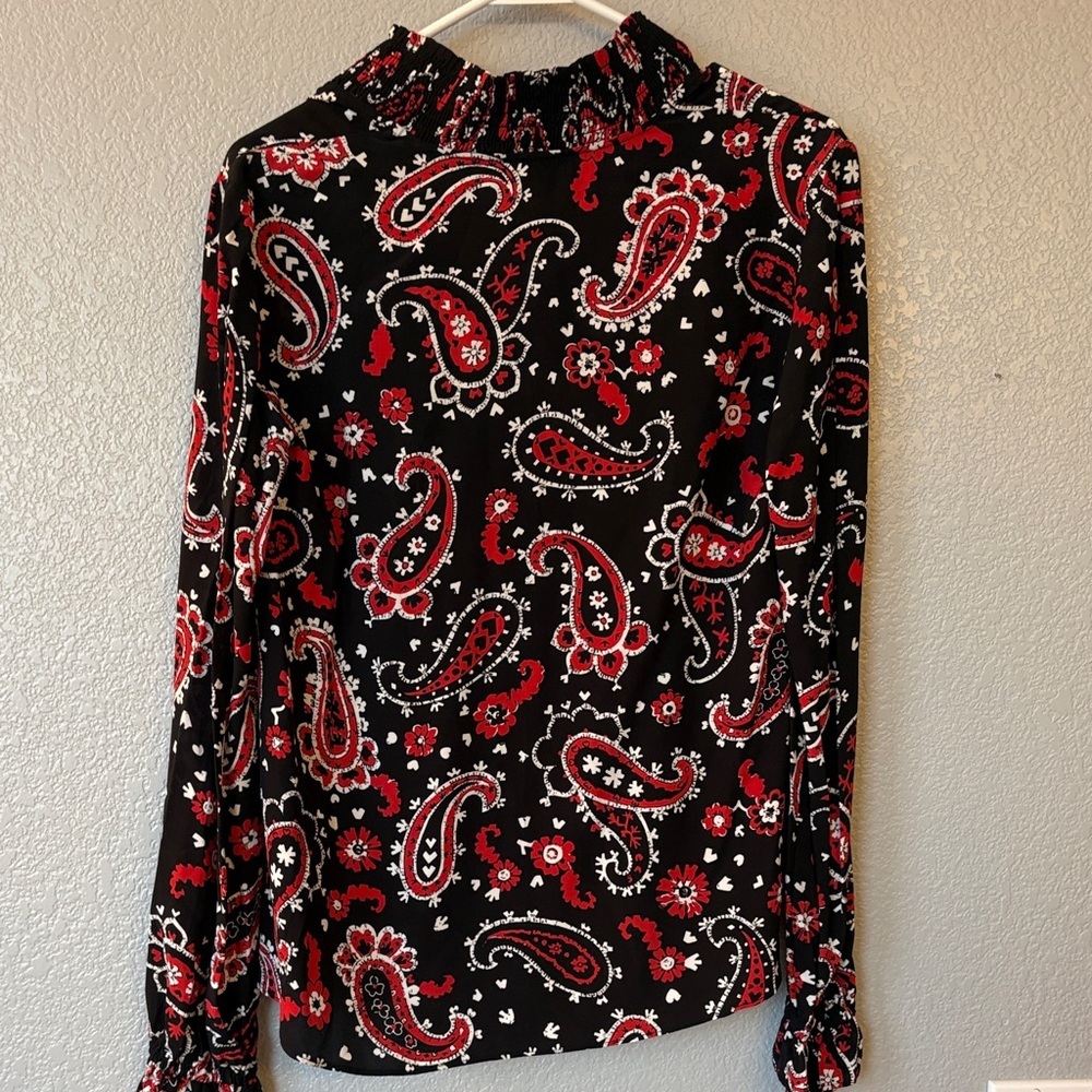 The Kooples Black and Red Paisley Blouse - Picture 8 of 10